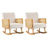 2x Rocking Chair Nursing Armchair Linen PE Rattan Beige