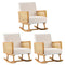 3x Rocking Chair Nursing Armchair Linen PE Rattan Beige