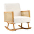 3x Rocking Chair Nursing Armchair Linen PE Rattan Beige