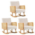 3x Rocking Chair Nursing Armchair Linen PE Rattan Beige