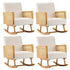 4x Rocking Chair Nursing Armchair Linen PE Rattan Beige