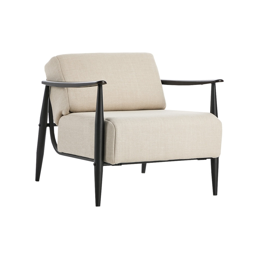 Wooden Armchair Lounge Sofa Fabric Accent Armchairs Beige