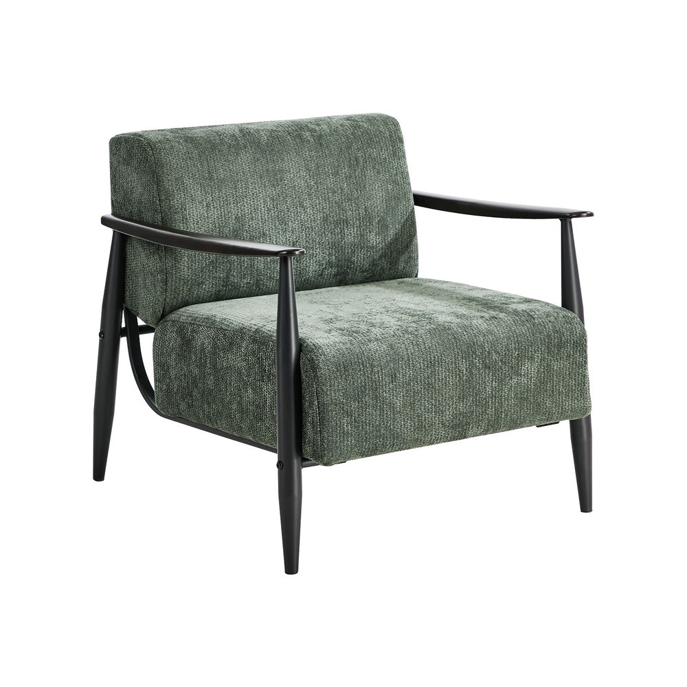 Wooden Fabric Accent Armchair in Green, Nordic Style, 150kg Cap