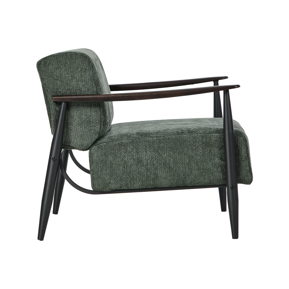 Wooden Fabric Accent Armchair in Green, Nordic Style, 150kg Cap