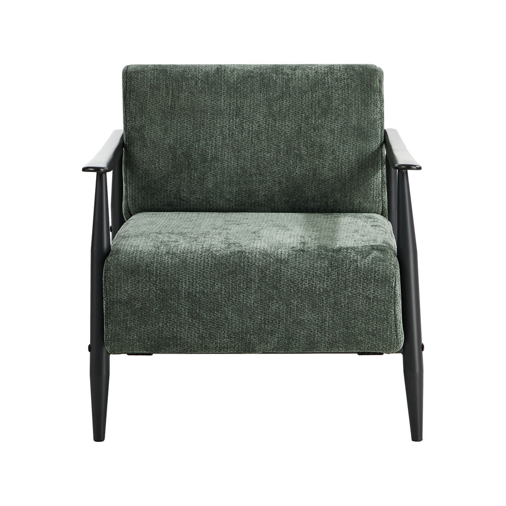 Wooden Fabric Accent Armchair in Green, Nordic Style, 150kg Cap