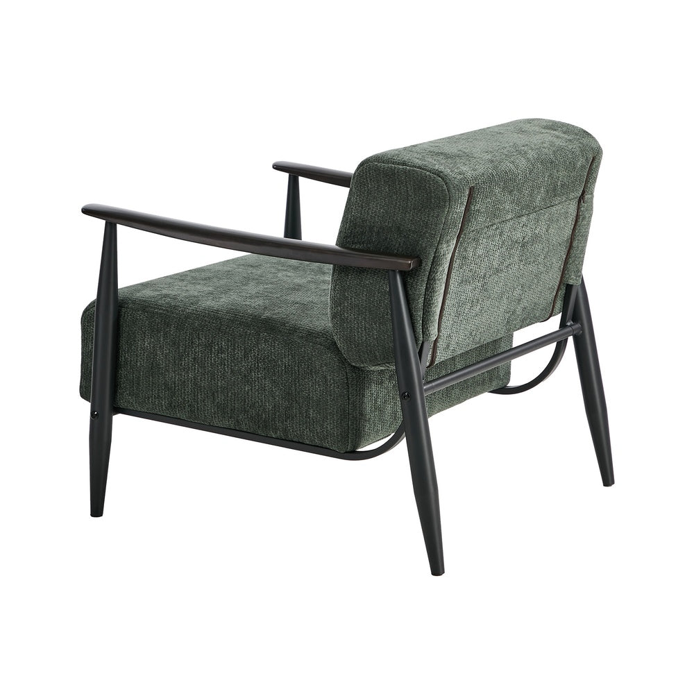 Wooden Fabric Accent Armchair in Green, Nordic Style, 150kg Cap