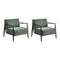Wooden Fabric Accent Armchair 2-Pack, Green, 150kg Weight Capacity