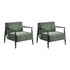 Wooden Fabric Accent Armchair 2-Pack, Green, 150kg Weight Capacity