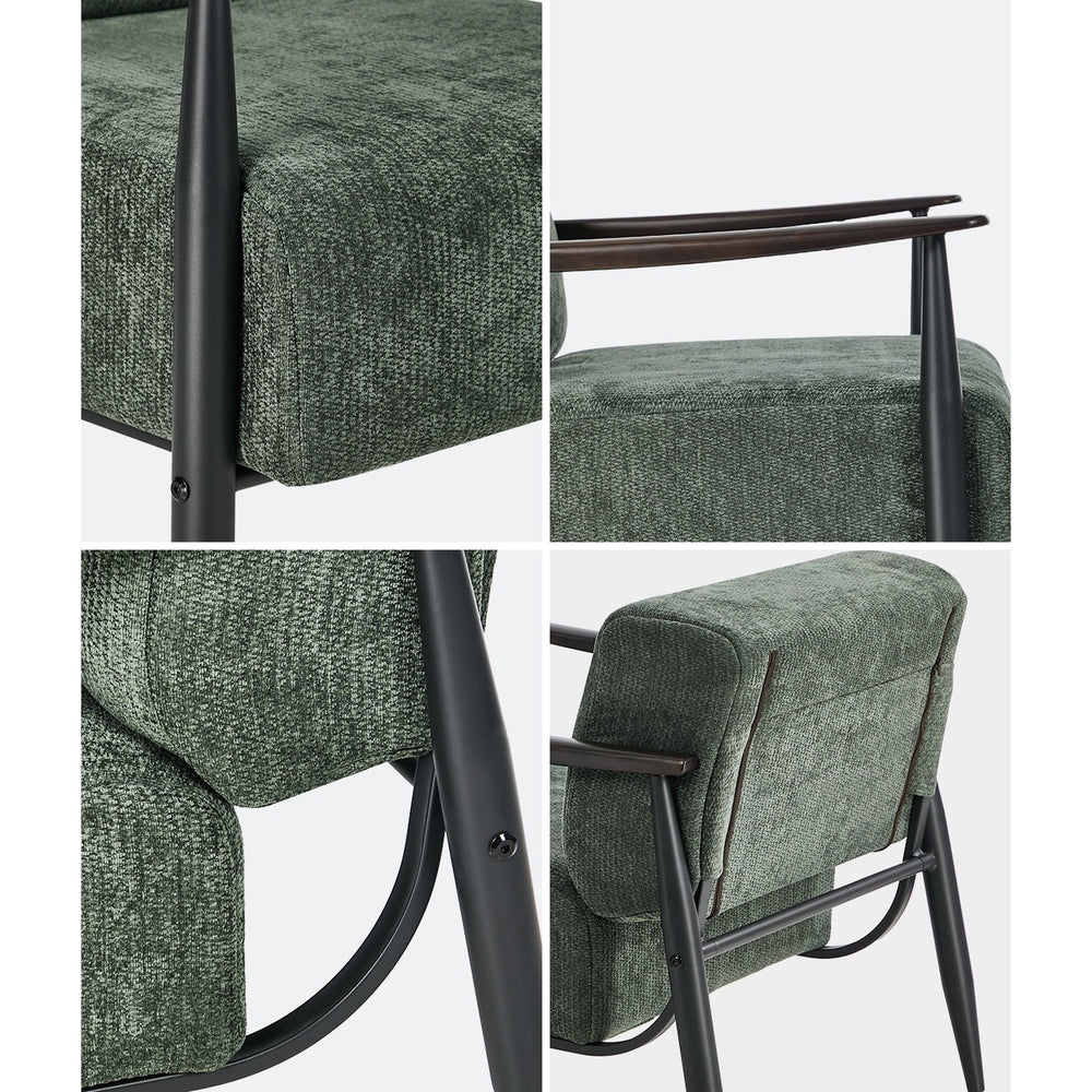 Wooden Fabric Accent Armchair 2-Pack, Green, 150kg Weight Capacity