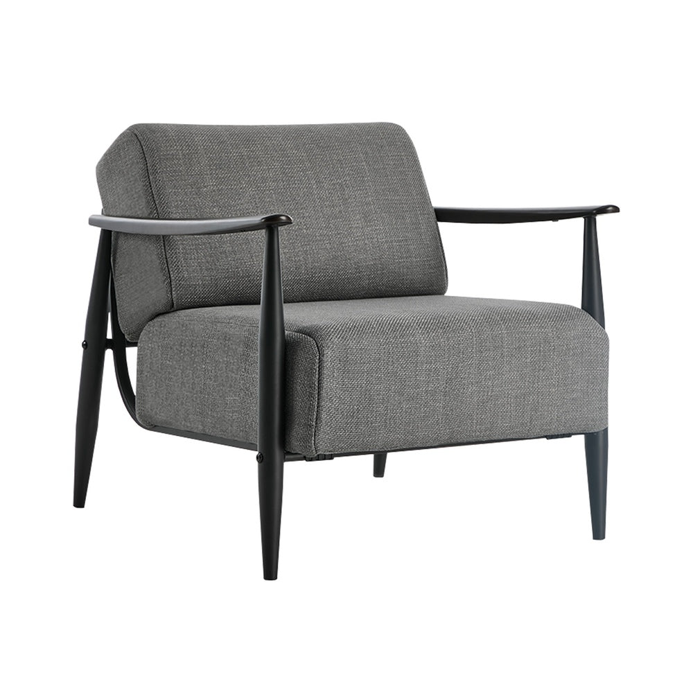 Wooden Armchair Lounge Sofa Fabric Accent Armchairs Grey