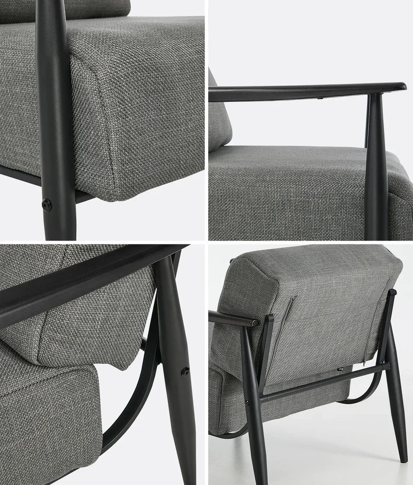 2x Wooden Armchair Sofa Chair Fabric Accent Armchairs Grey