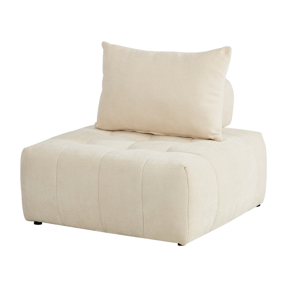 Chenille Lounge Armchair – Adjustable Backrest, Deep Seat, Beige