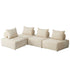 Oikiture 4x Chenille Modular Sofa Floor w/Pillow TOFU Armless Beige