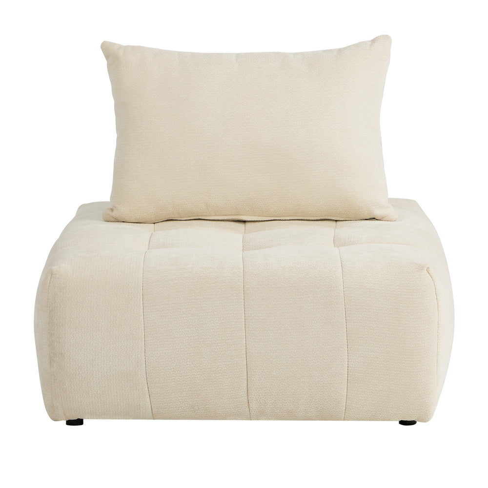 Chenille Lounge Armchair – Adjustable Backrest, Deep Seat, Beige