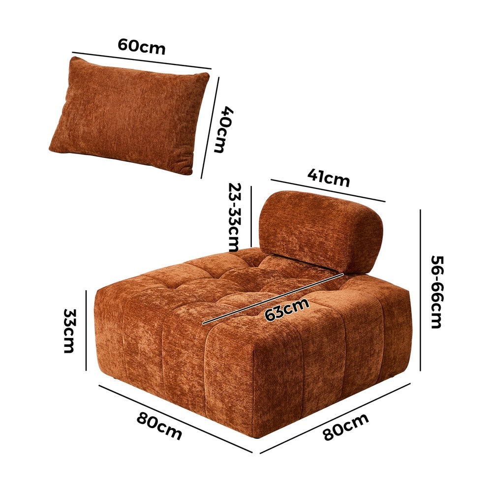 Chenille Lounge Armchair – Adjustable Backrest, Deep Seat, Brown