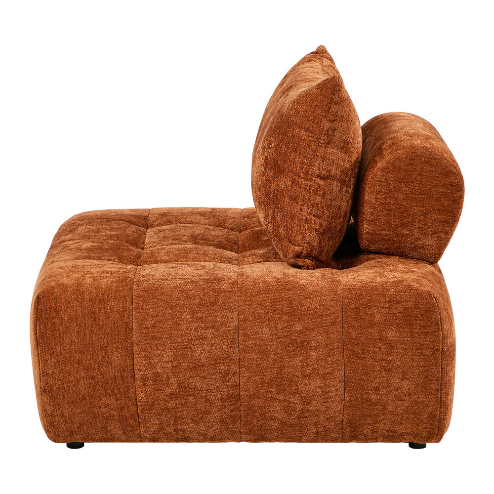 Chenille Lounge Armchair – Adjustable Backrest, Deep Seat, Brown