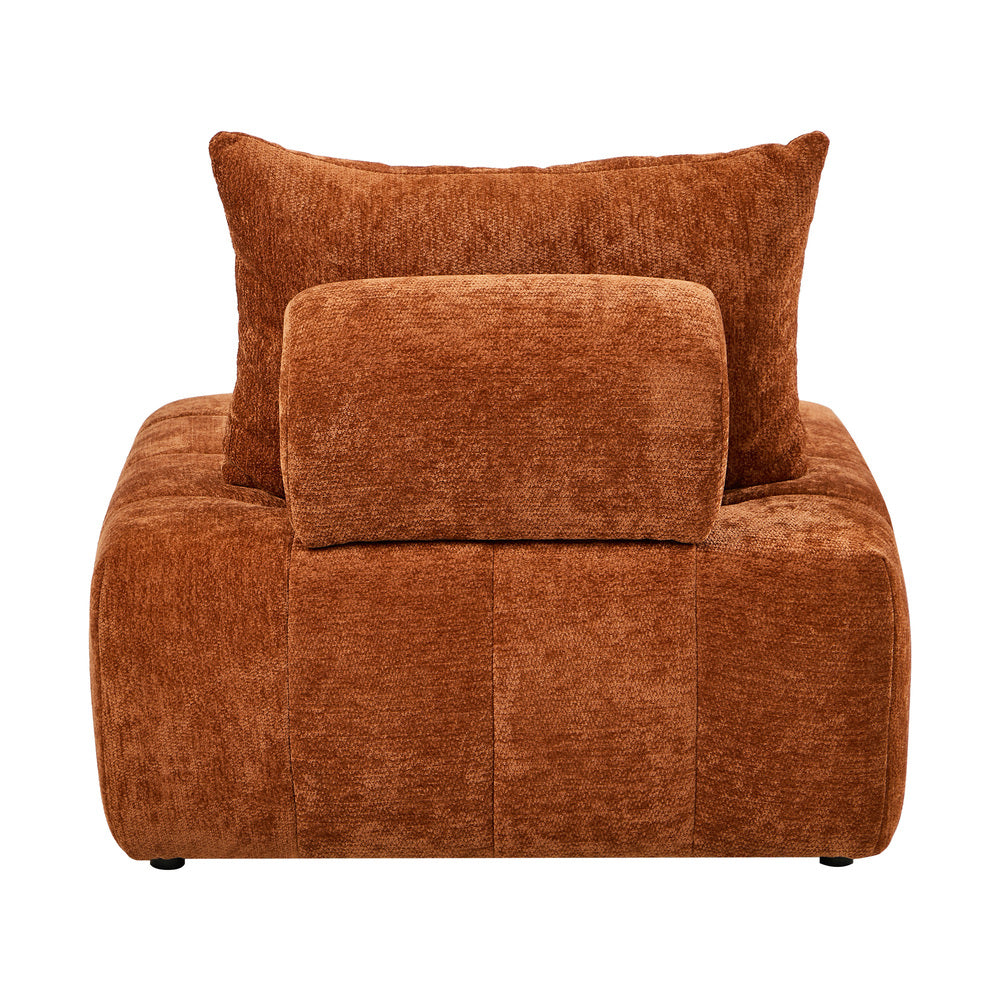 Chenille Lounge Armchair – Adjustable Backrest, Deep Seat, Brown