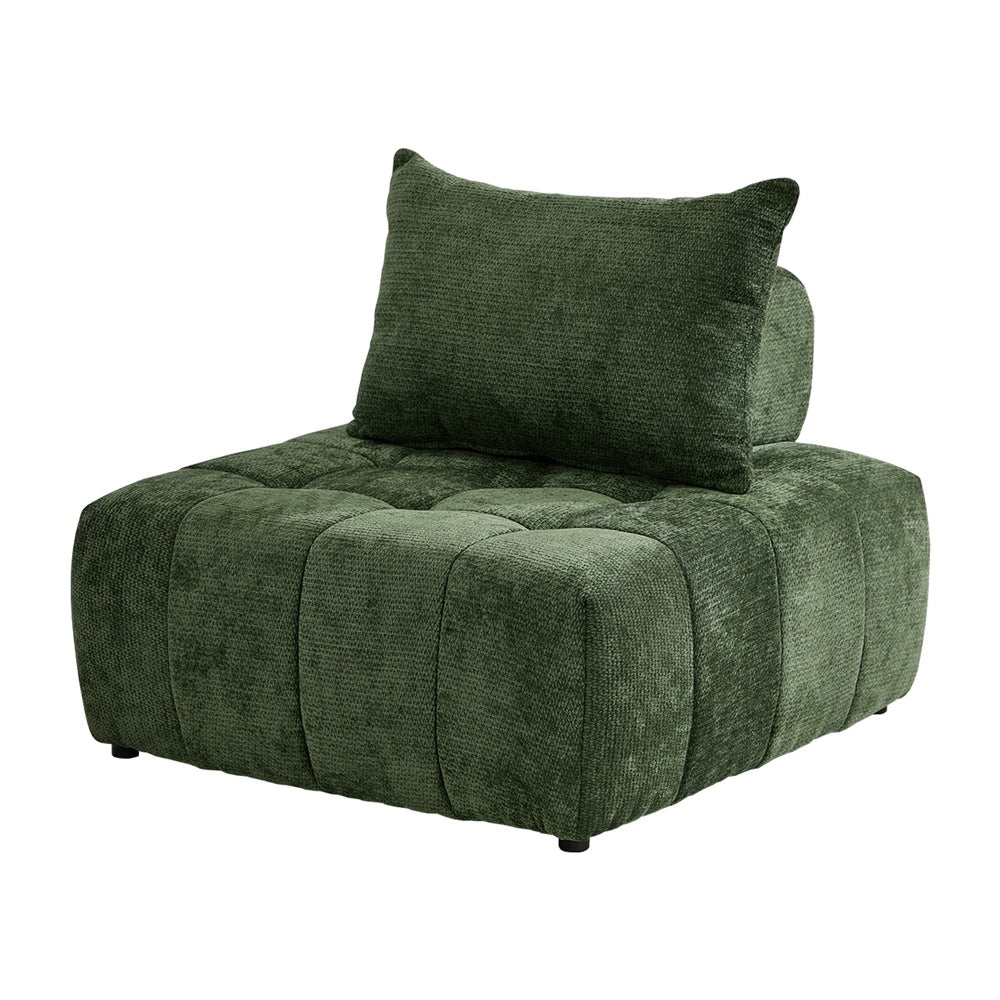 Chenille Lounge Armchair – Adjustable Backrest, Deep Seat, Green