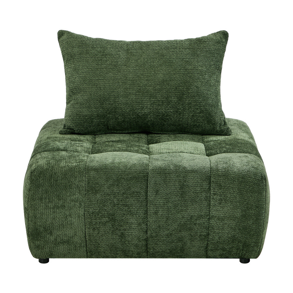 Chenille Lounge Armchair – Adjustable Backrest, Deep Seat, Green