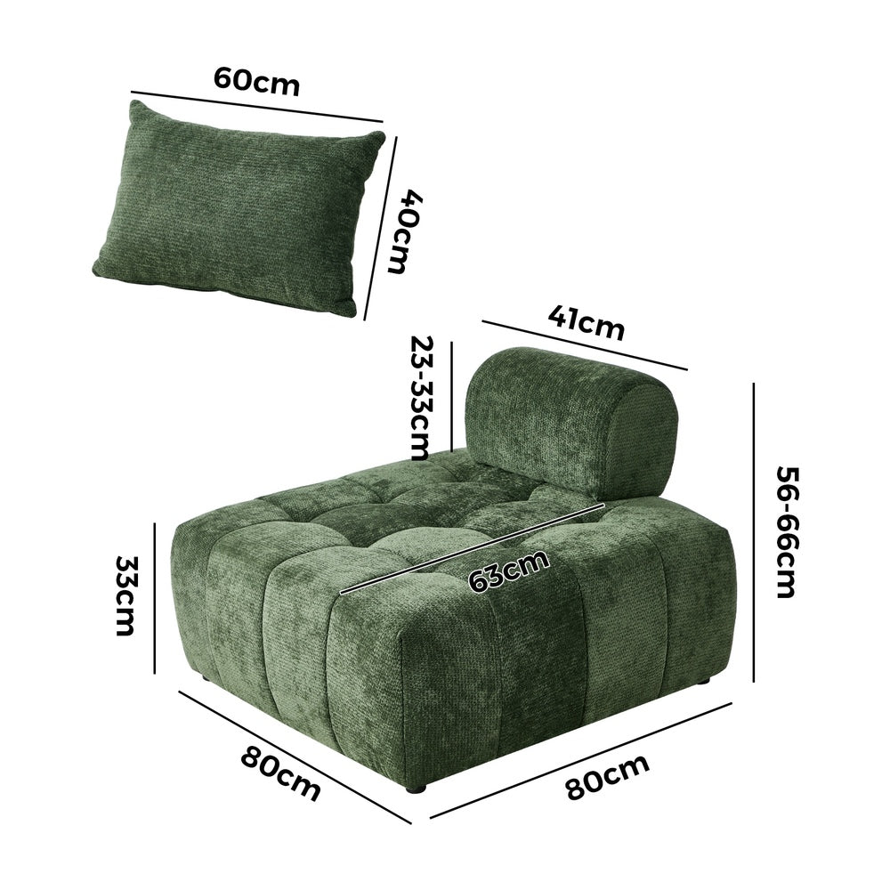 Chenille Lounge Armchair – Adjustable Backrest, Deep Seat, Green