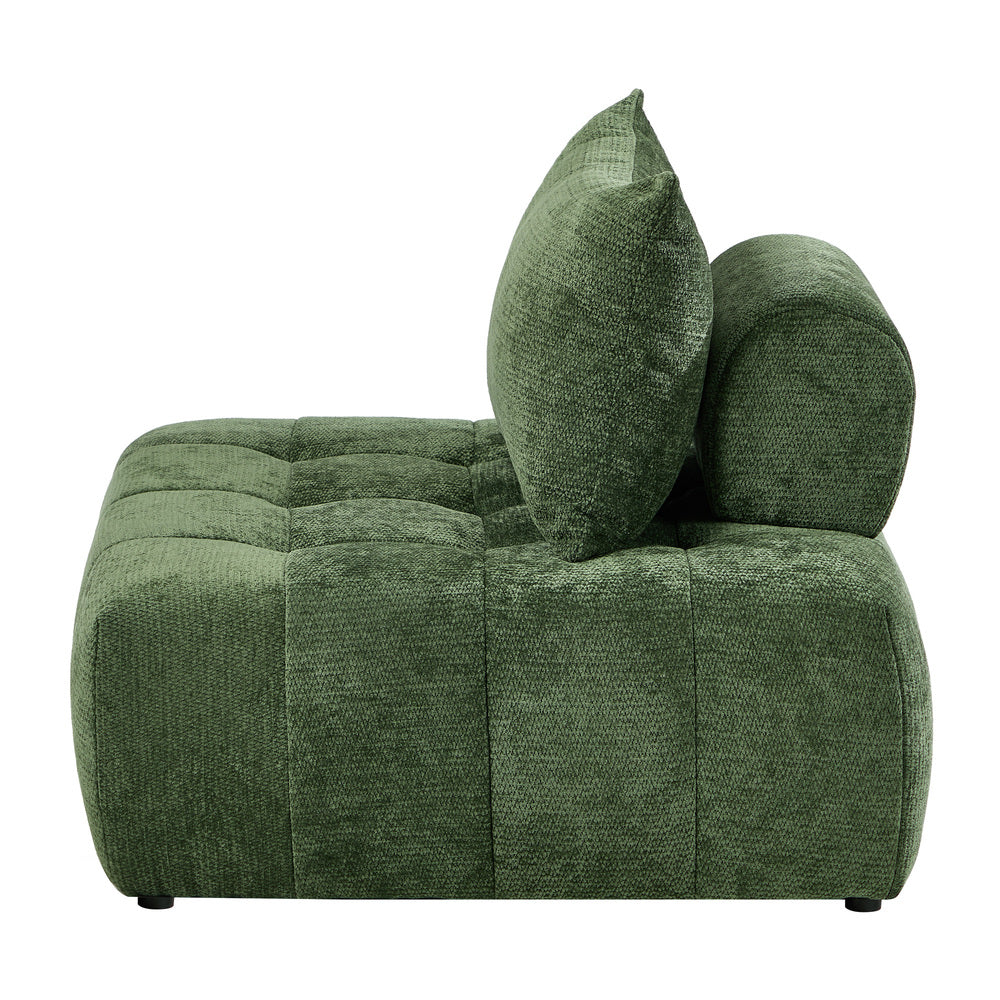 Chenille Lounge Armchair – Adjustable Backrest, Deep Seat, Green