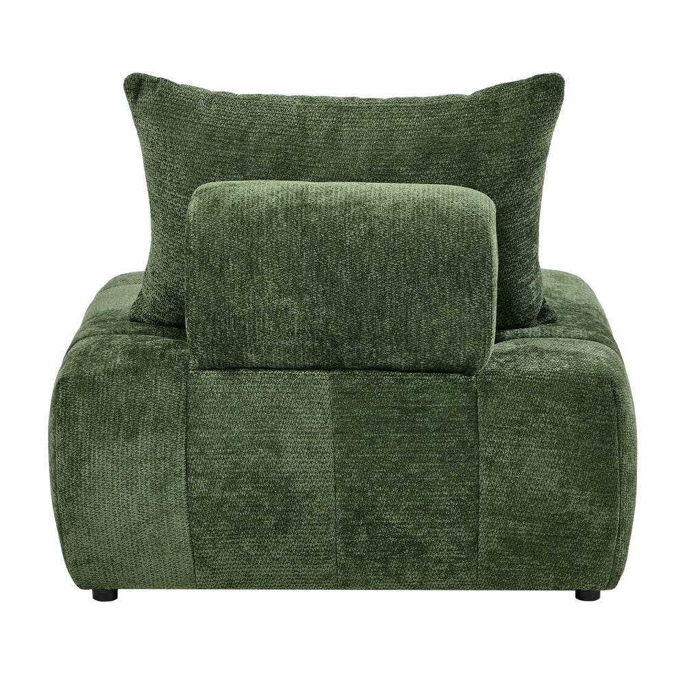 Chenille Lounge Armchair – Adjustable Backrest, Deep Seat, Green