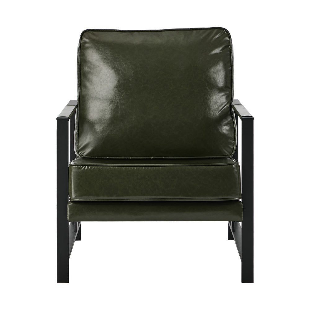 Oikiture Lounge Armchair Sofa Faux Leather Accent Green
