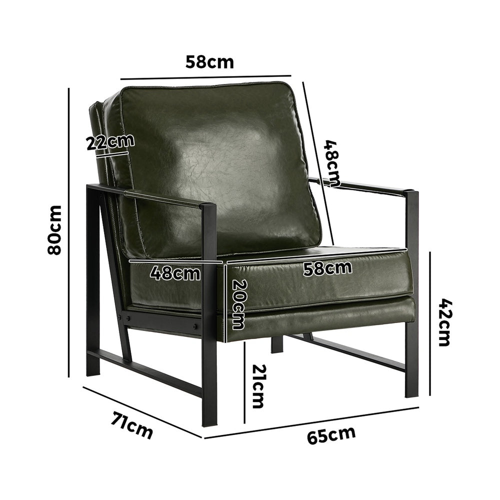 Oikiture Lounge Armchair Sofa Faux Leather Accent Green