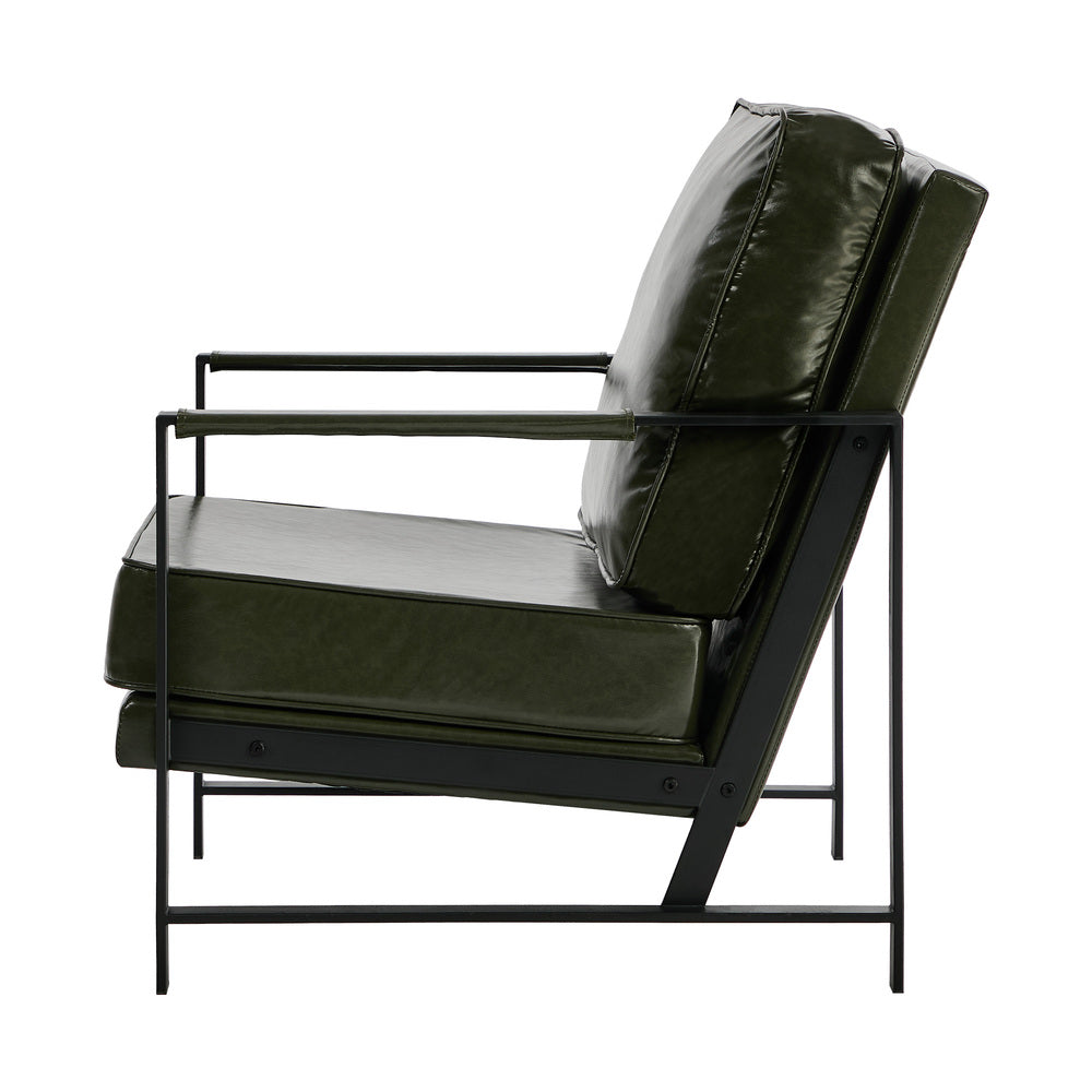 Oikiture Lounge Armchair Sofa Faux Leather Accent Green