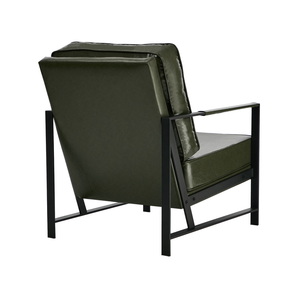 Oikiture Lounge Armchair Sofa Faux Leather Accent Green
