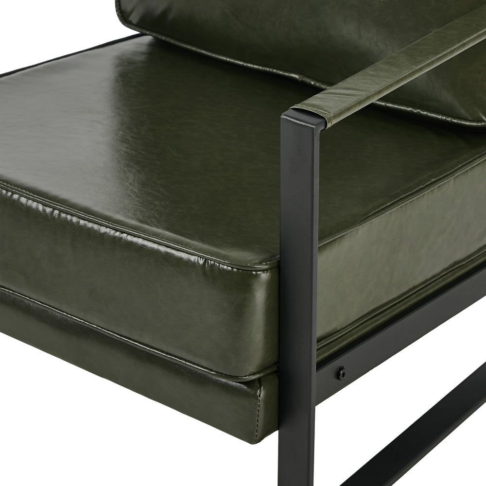 Oikiture Lounge Armchair Sofa Faux Leather Accent Green