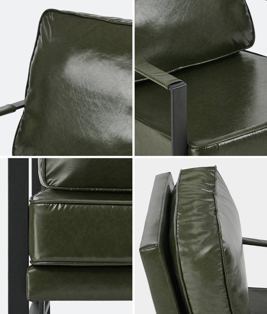 Oikiture Lounge Armchair Sofa Faux Leather Accent Green