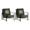 Oikiture 2 Pack Faux Leather Accent Armchairs, Lounge Chair, Lumbar Pillow Green