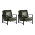 Oikiture 2 Pack Faux Leather Accent Armchairs, Lounge Chair, Lumbar Pillow Green