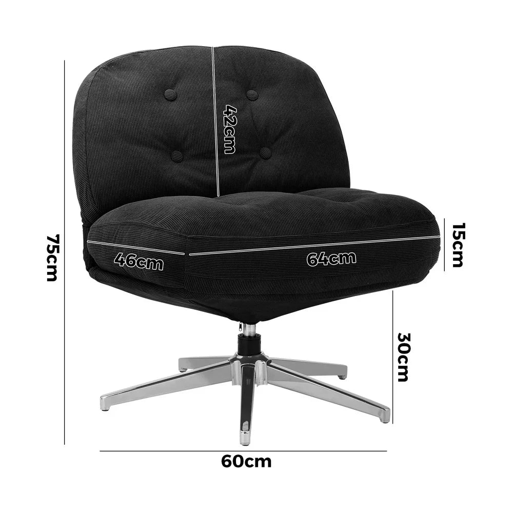 2x Armchair Swivel Chair Padded Accent Chairs Polyester Black