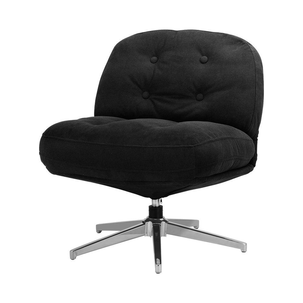 2x Armchair Swivel Chair Padded Accent Chairs Polyester Black