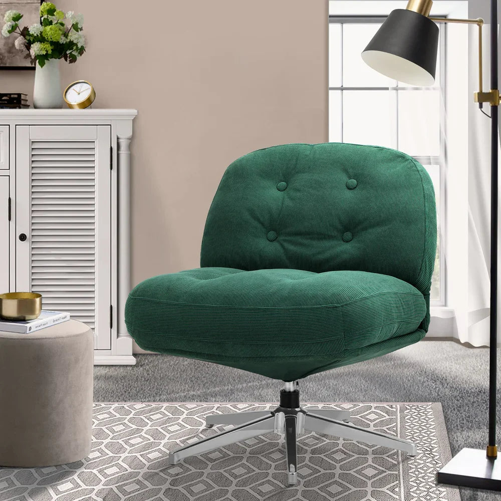 2x Armchair Swivel Chair Padded Accent Chairs Polyester Green