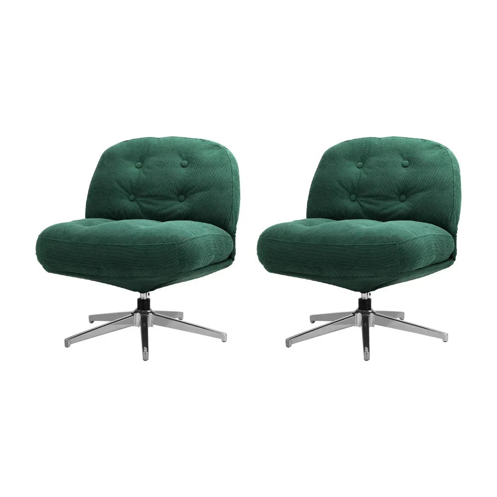 2x Armchair Swivel Chair Padded Accent Chairs Polyester Green