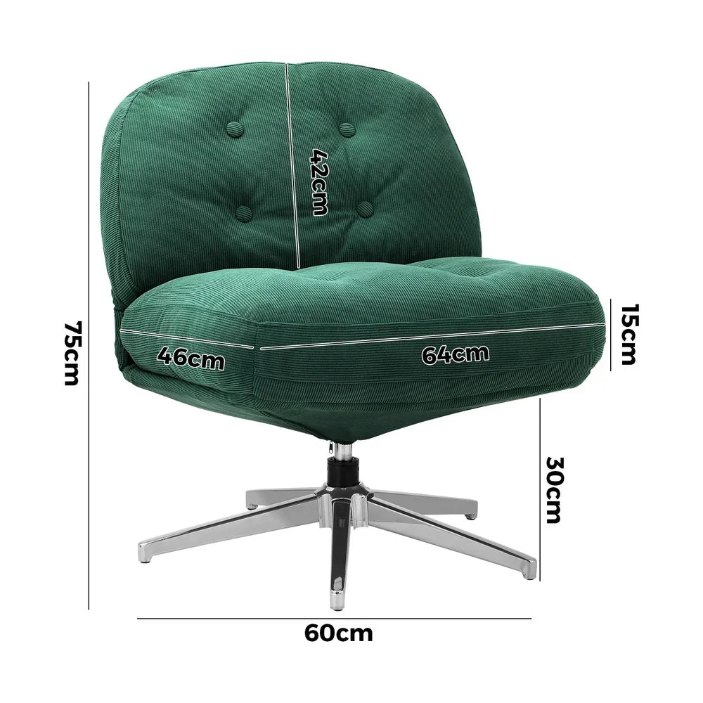 2x Armchair Swivel Chair Padded Accent Chairs Polyester Green