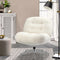 White Boucle Swivel Armchair Lounge Chair with Tufted Design