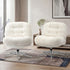 2x Armchair Swivel Chair Padded Accent Chairs Boucle White