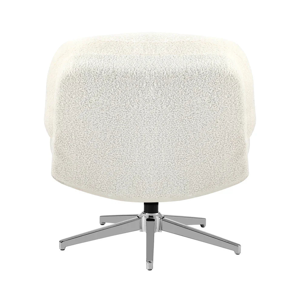 2x Armchair Swivel Chair Padded Accent Chairs Boucle White