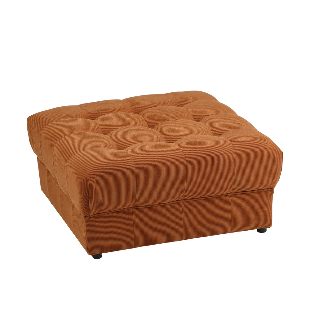 Oikiture 1 Seater Velvet Modular Ottoman Armless TOFU Brown