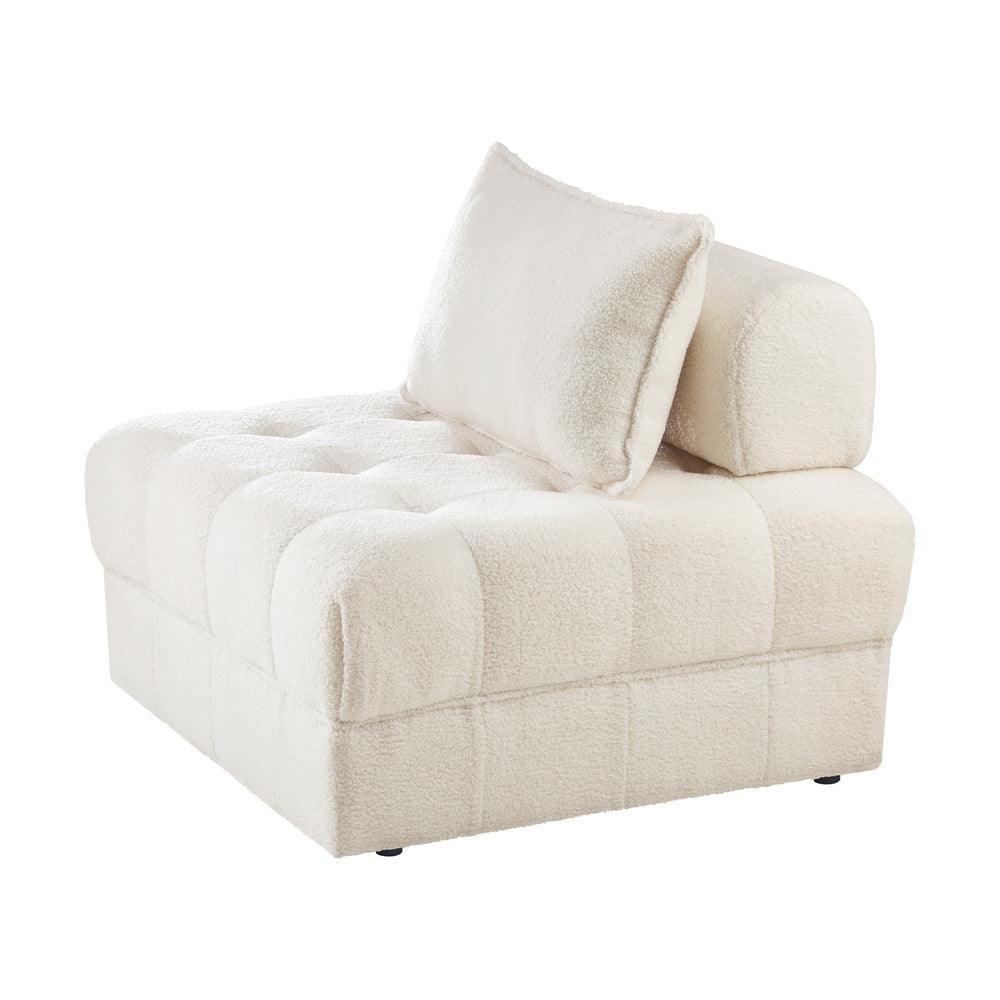 1 Seater Boucle Modular Sofa Lounge Chair Armless White