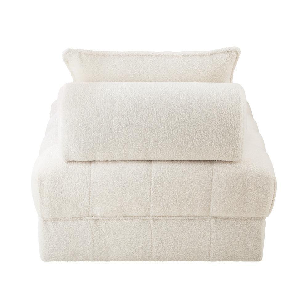 1 Seater Boucle Modular Sofa Lounge Chair Armless White