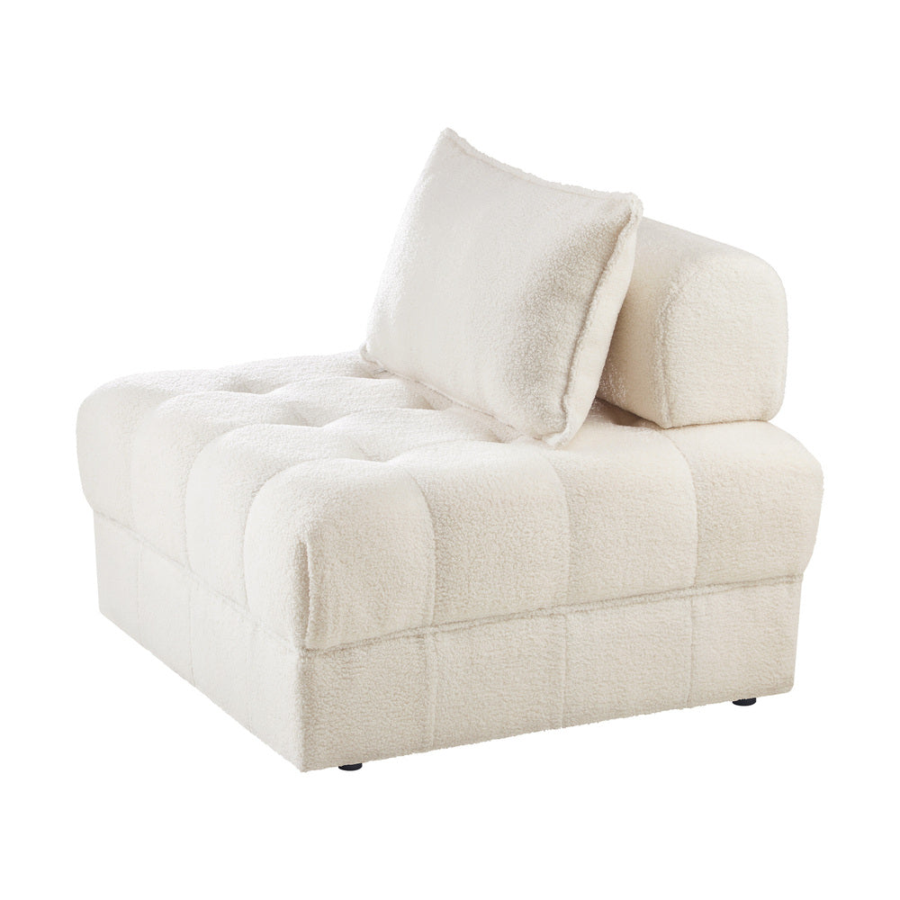 3 Seater Boucle Modular Sofa Lounge Chair Armless White
