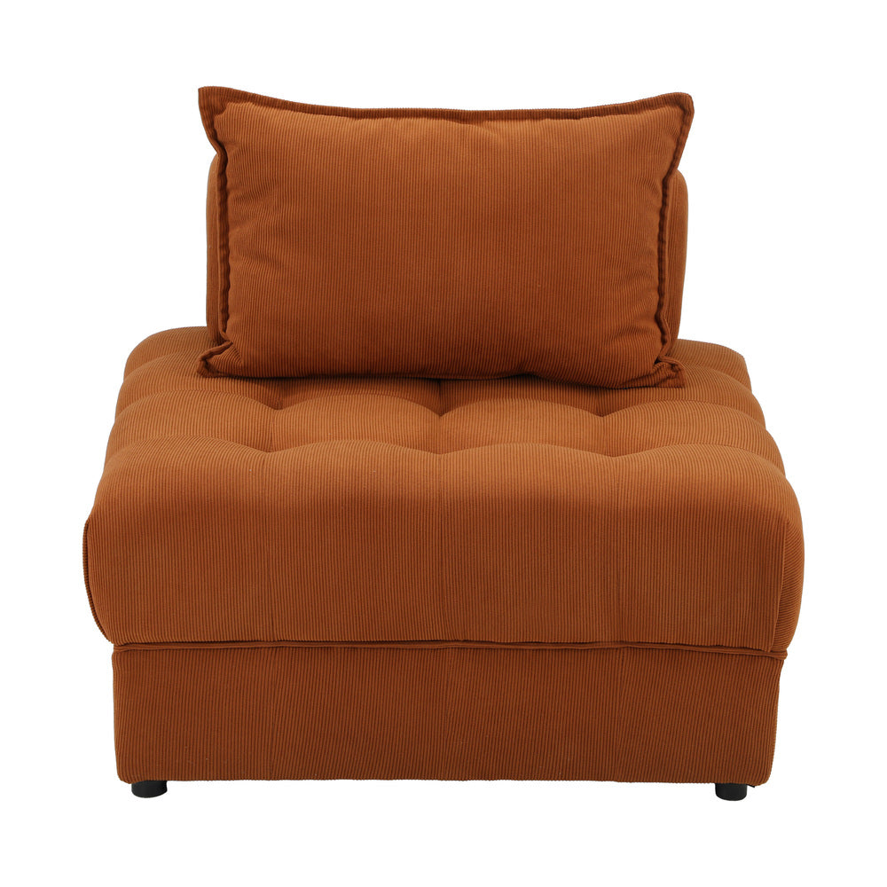 Oikiture 2 Seater Velvet Modular Sofa Lounge Chair with Backrest Brown