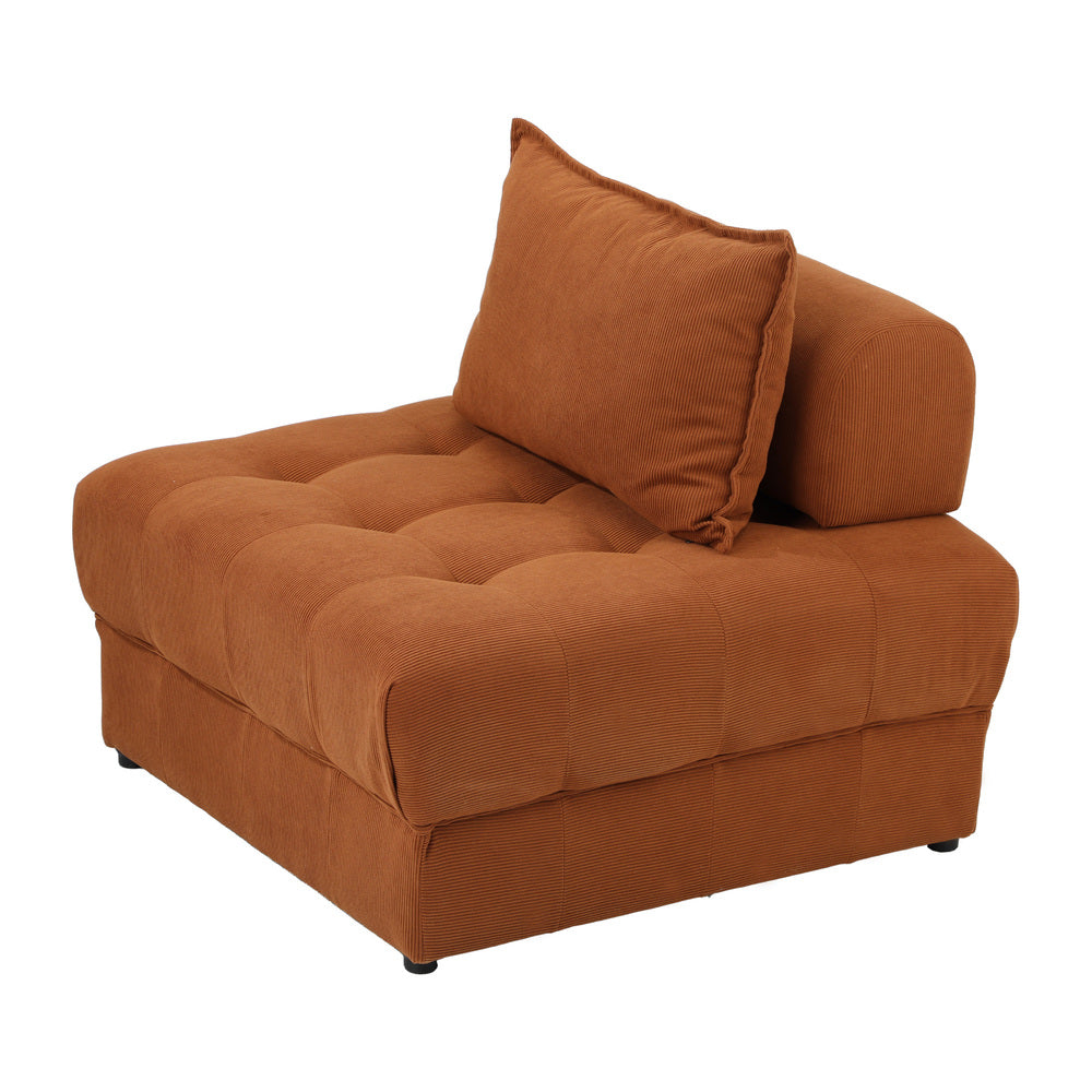 Oikiture 2 Seater Velvet Modular Sofa Lounge Chair with Backrest Brown