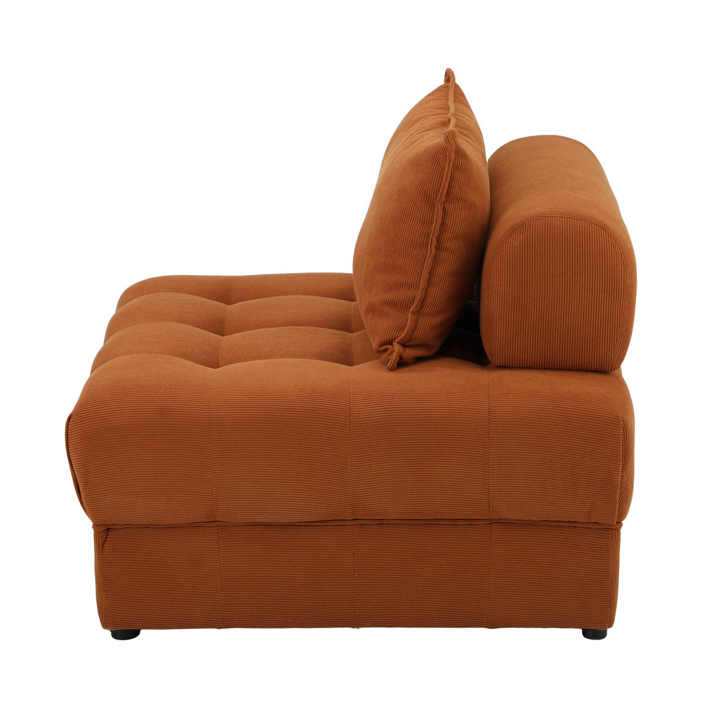 Oikiture 2 Seater Velvet Modular Sofa Lounge Chair with Backrest Brown