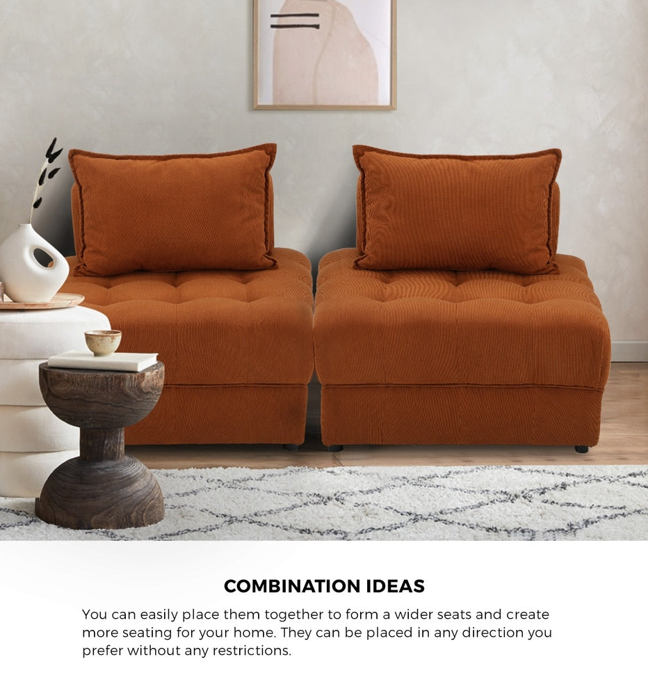 4 Seater Velvet Modular Sofa Lounge Chair with Backrest Brown